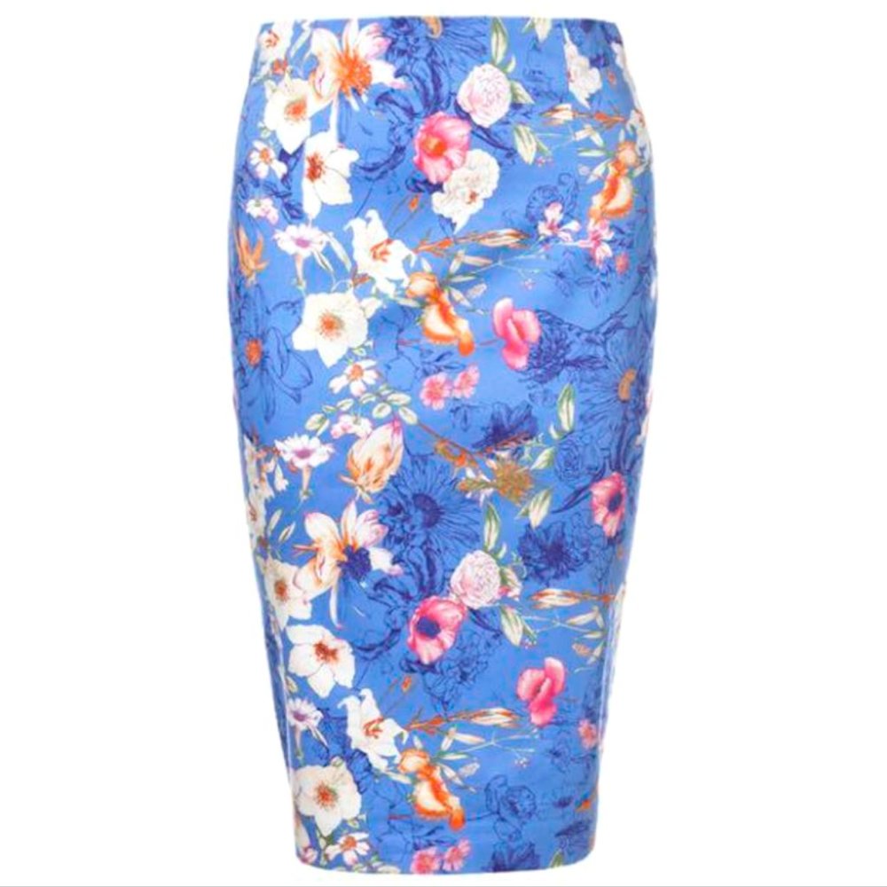 Zara Floral Pencil Stretchy Bodycon Skirt